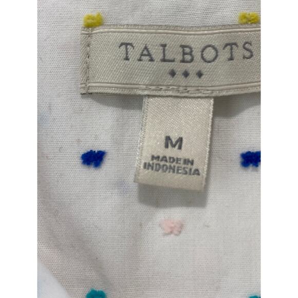 Talbots Rainbow Textured 3D Polka Dot Cotton Button Up Top Size M Resort Wear - Picture 5 of 10